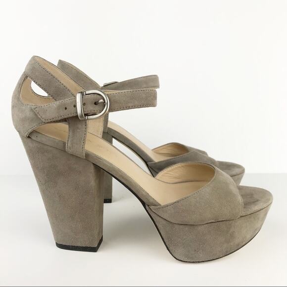 VIA SPIGA Vanita Platform Chunky Heels Suede Taupe Grey - Picture 1 of 7